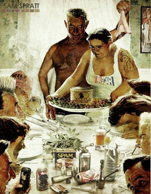 rockwell thanksgiving parody 09 Link: The best round up of Norman Rockwell Thanksgiving parodies