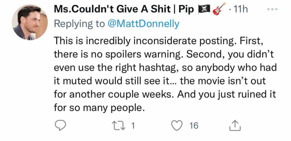 Fans are righteously angry over Donnelly spoiling the film