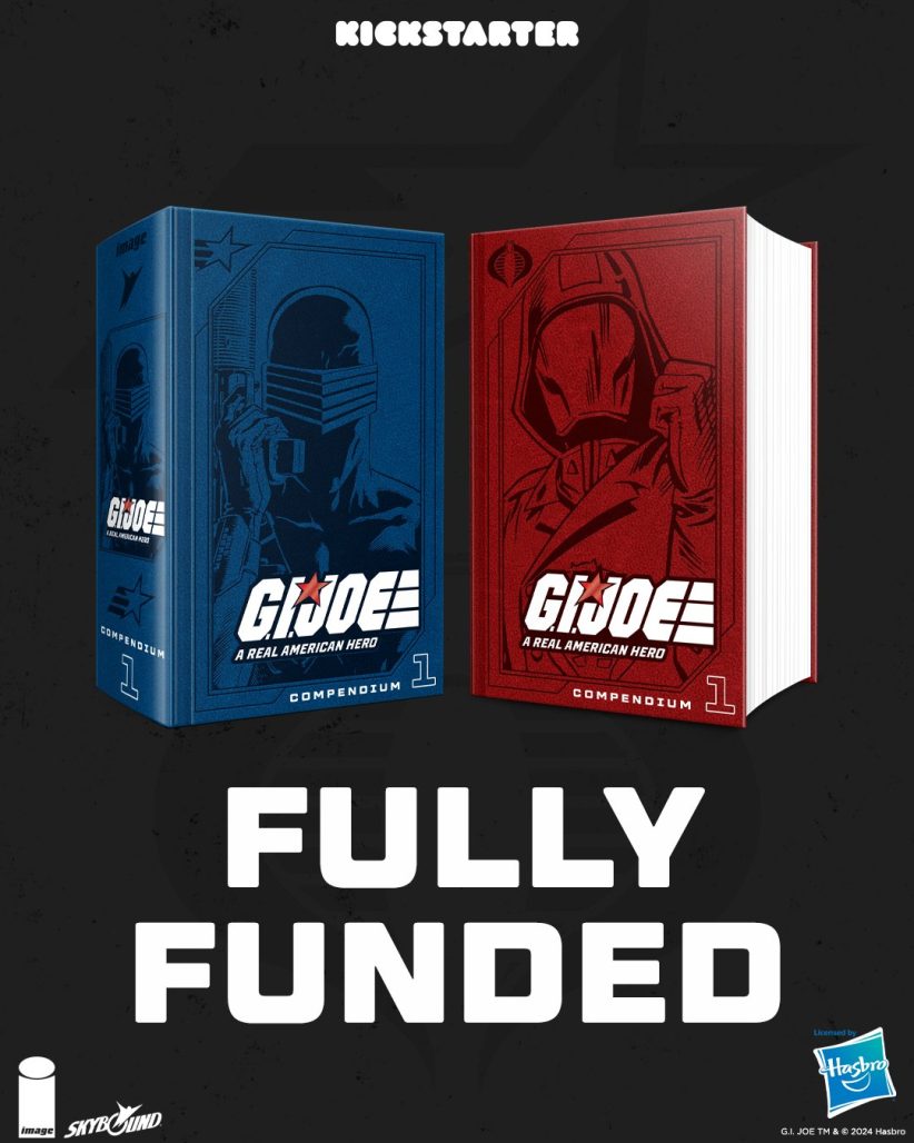 G.I. JOE COMPENDIUM hits fully funded. Blue joe books on left red cobra on right.