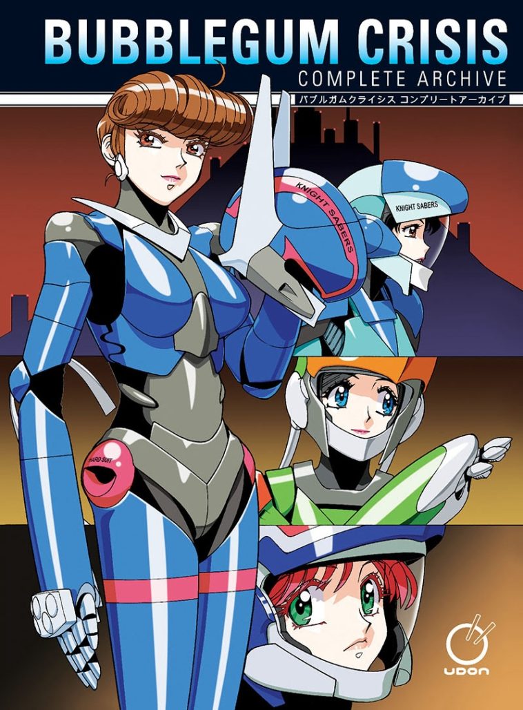 Cover to Bubblegum Crisis Complete Archive, featuring Priss, Sylia, Linna, and Nene 