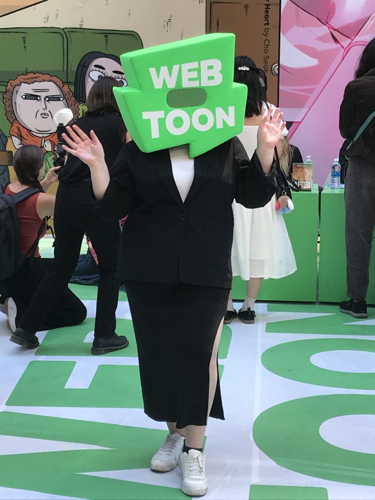 The WEBTOON mascot present at the TOON SQUARE event