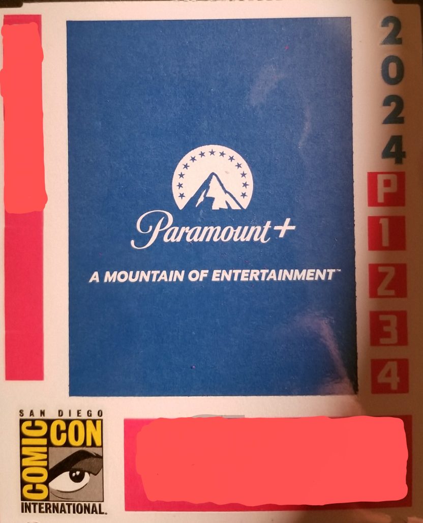 San Diego Comic-Con badge featuring Paramount+ artwork