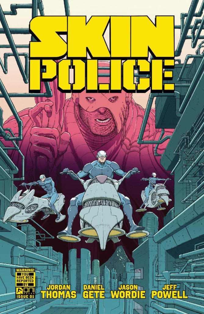 Hover biker on cover B Skin Police