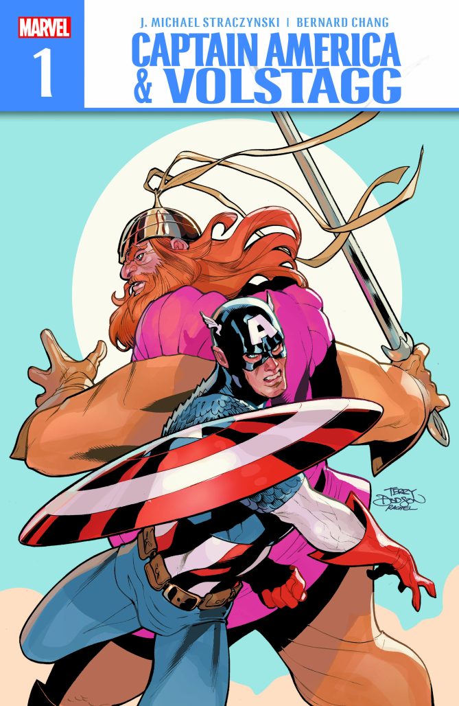 Captain America and Volstagg comic book cover