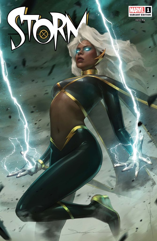 Art Cover Close-up of Storm as she pulls her hands back, summoning a light that stretches into the sky