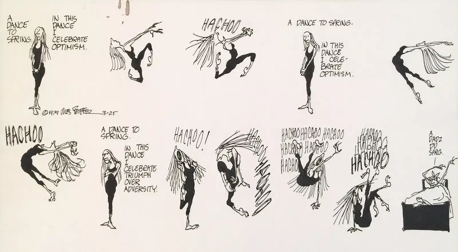 Jules Feiffer dances to spring