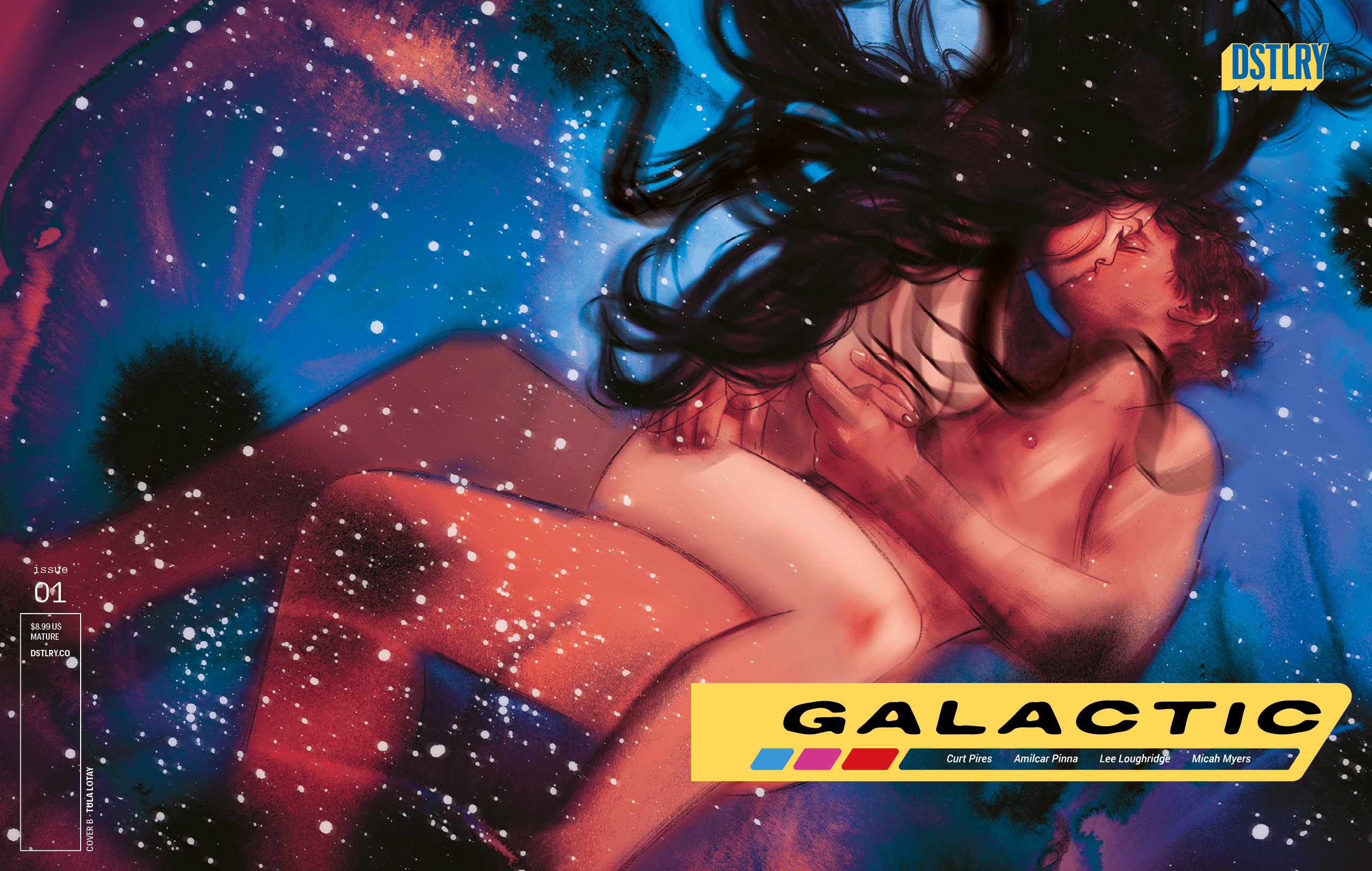 Galaxy's comic cover has two lovers in space