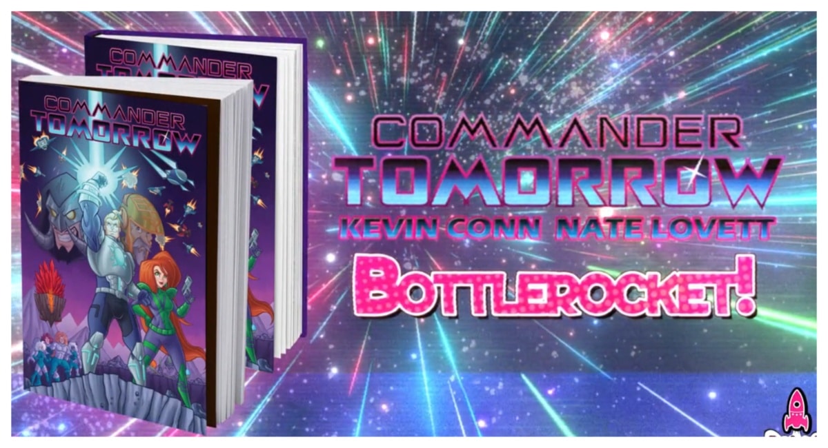 Tomorrow's commander shows on the left, and the words on the right say Kevin Conn, Nate Levitt and the bottle! 