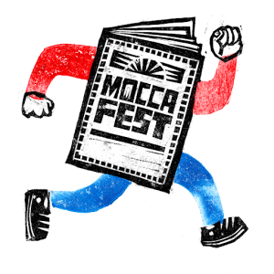 Mocca Fest Zine runs like a red arm and blue legs